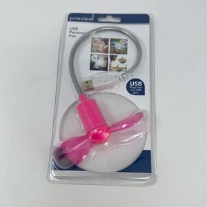 Principal USB Personal Fan pink Portable Cooling Accessory NEW